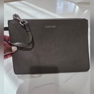 Calvin Klein Dark Gray Leather Women's Pouch